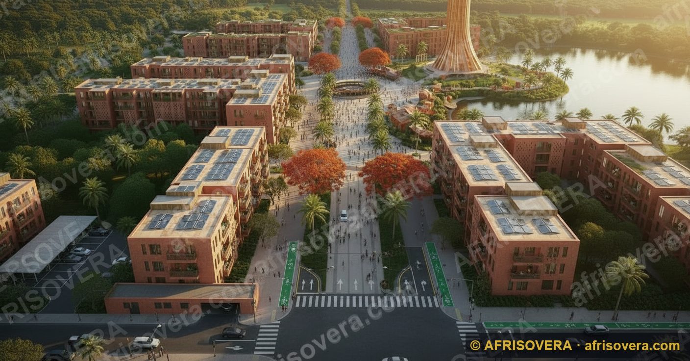 Aerial view of the proposed city