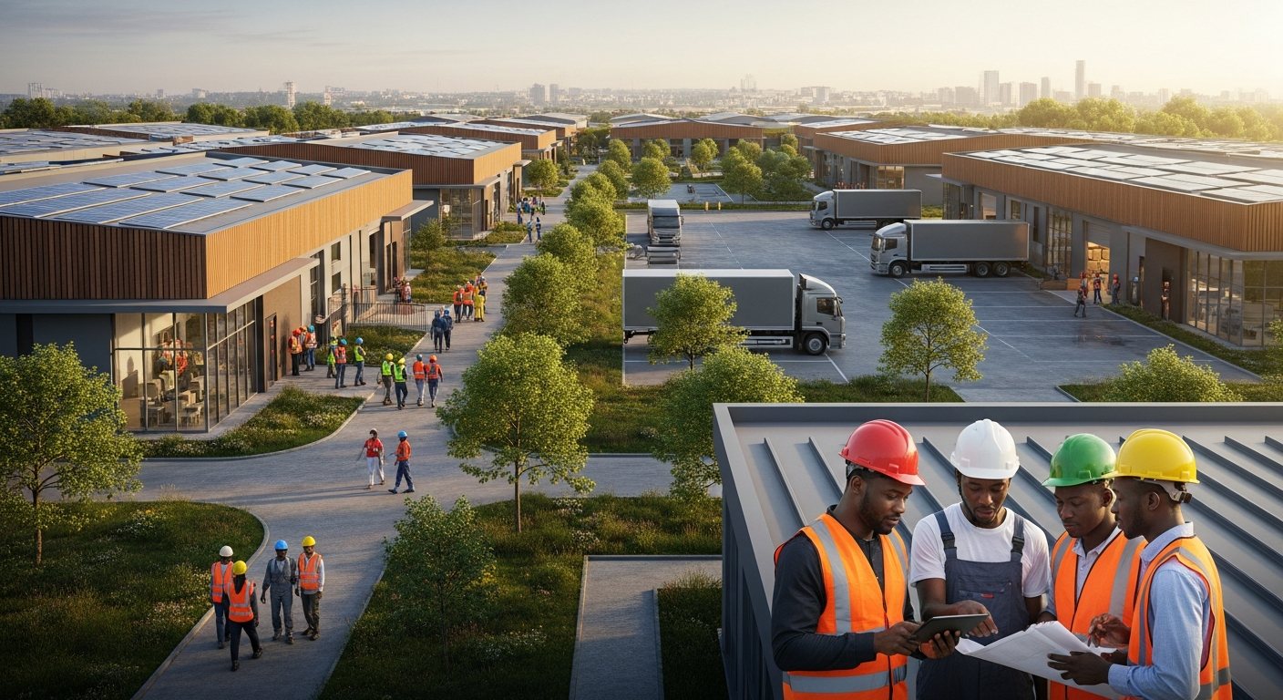 A clean modern industrial estate