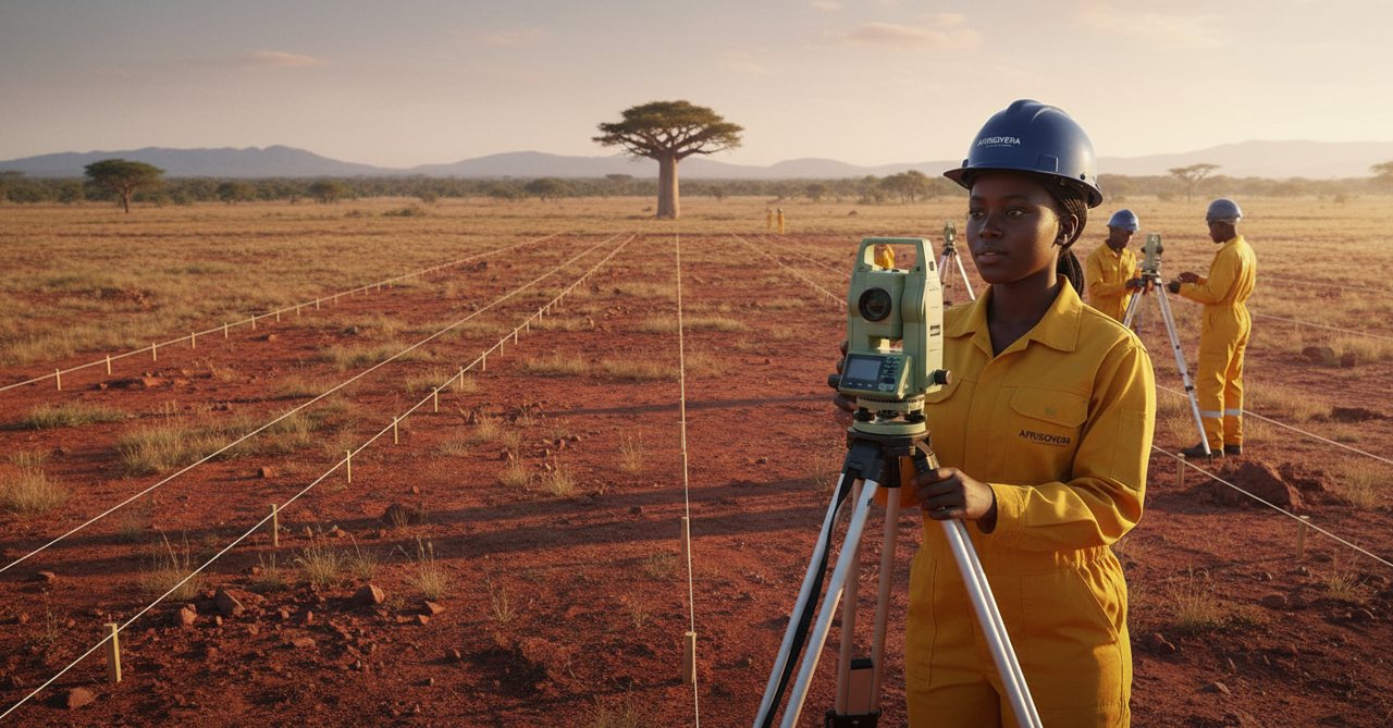 A surveyor marking out the first city blocks